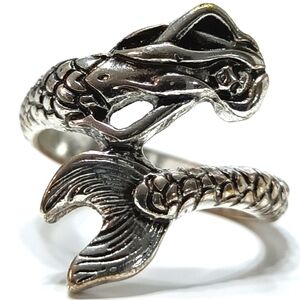Mermaid Wrap Around Tail Silver Ring